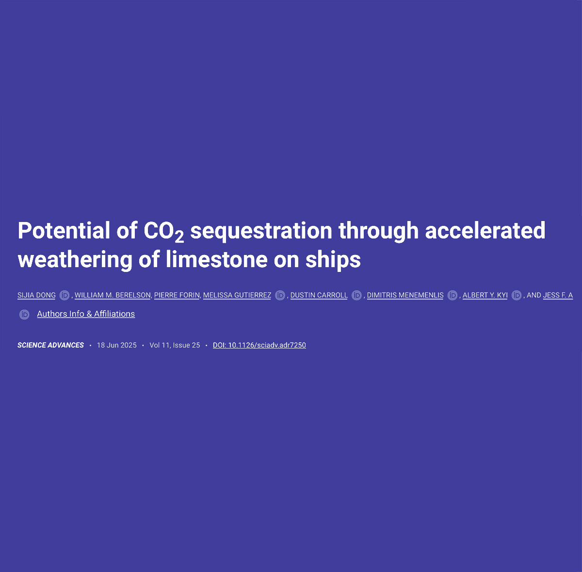 Potential of CO2 sequestration through accelerated weathering of limestone on ships